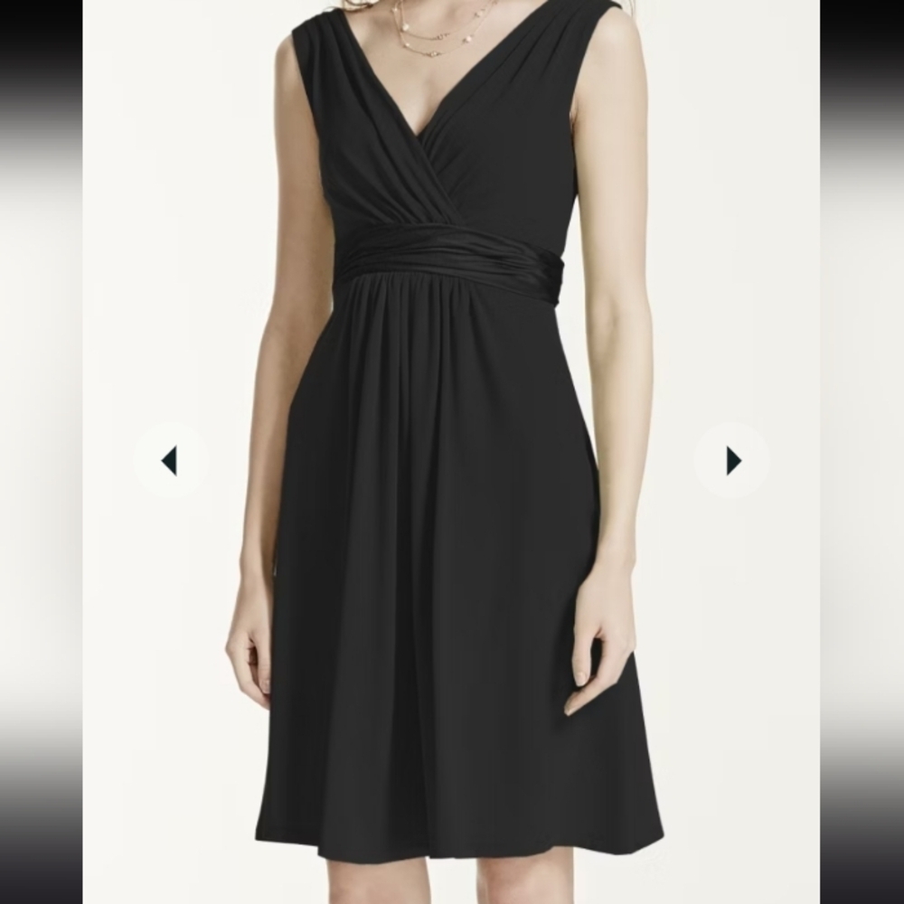 David's Bridal Sleeveless Jersey Dress with Charmeuse Waist Band